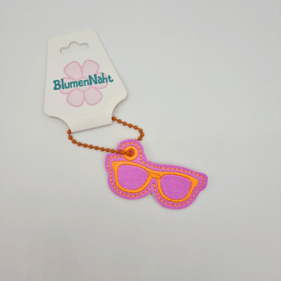 Kleiner Anhänger Brille #6 glitzerpink/neon-orange